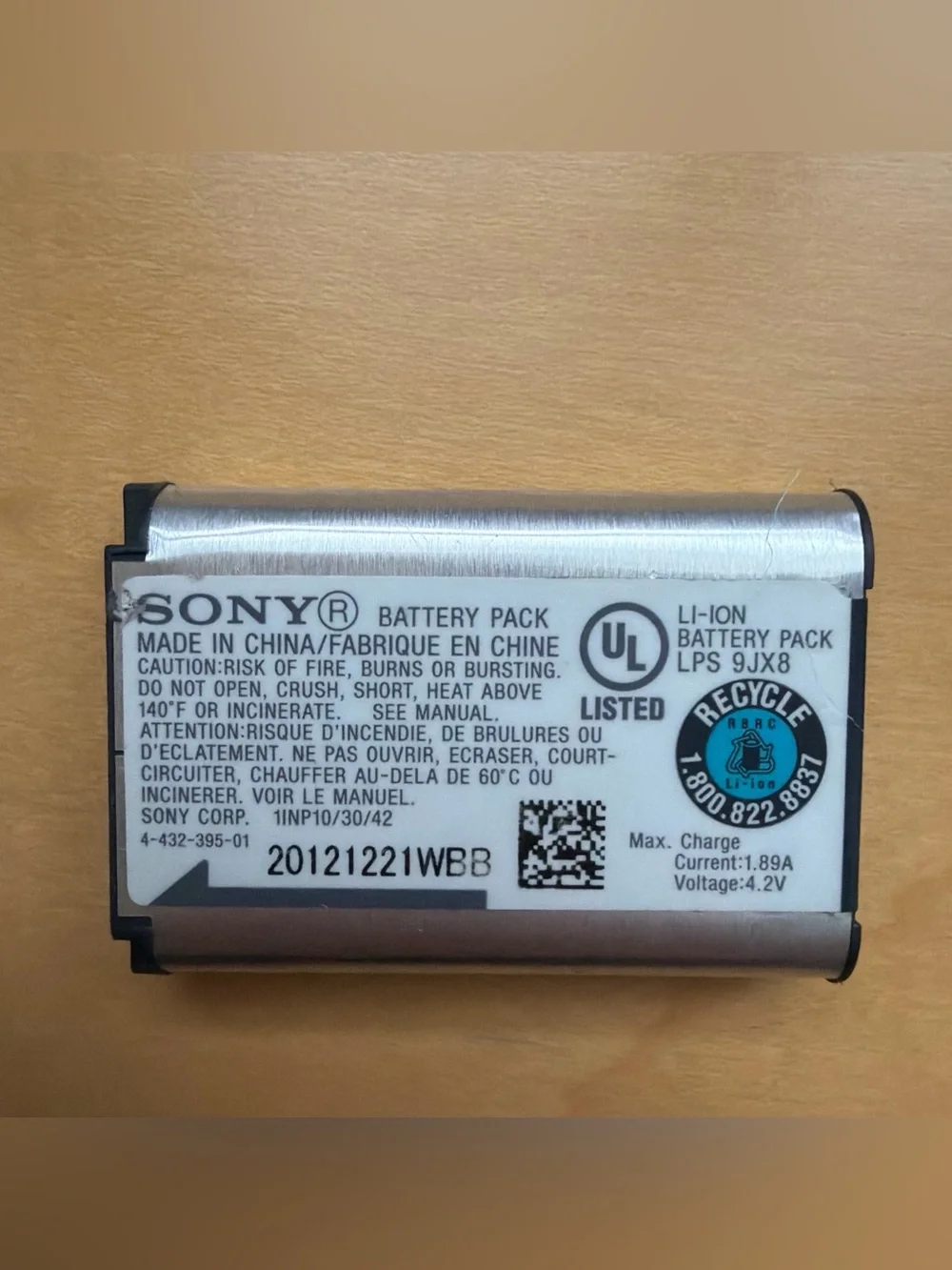 Sony NP-BX1/M8 3.6V 1240mAh Rechargeable Lithium-Ion Battery Used - Working